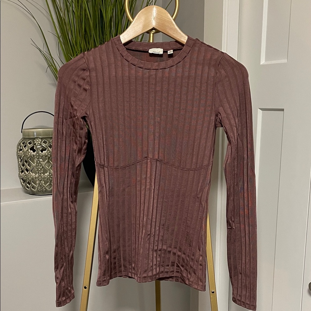 Wilfred by Aritzia, Ribbed Bodycon Top, Dusty Rose, Size S
